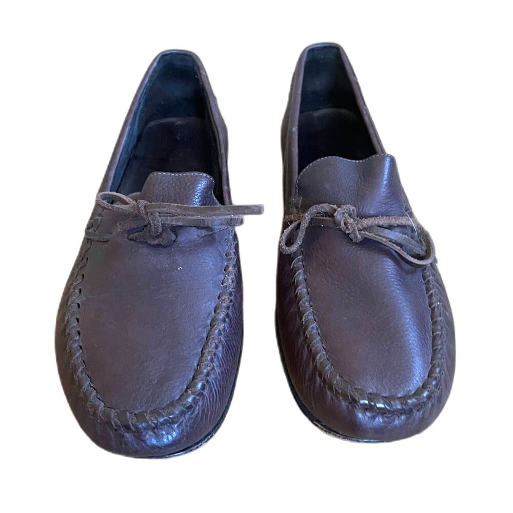 Polo Ralph Lauren Brown Leather Slip On Moccasin Loafers Shoes Mens Size 9 - Picture 2 of 9